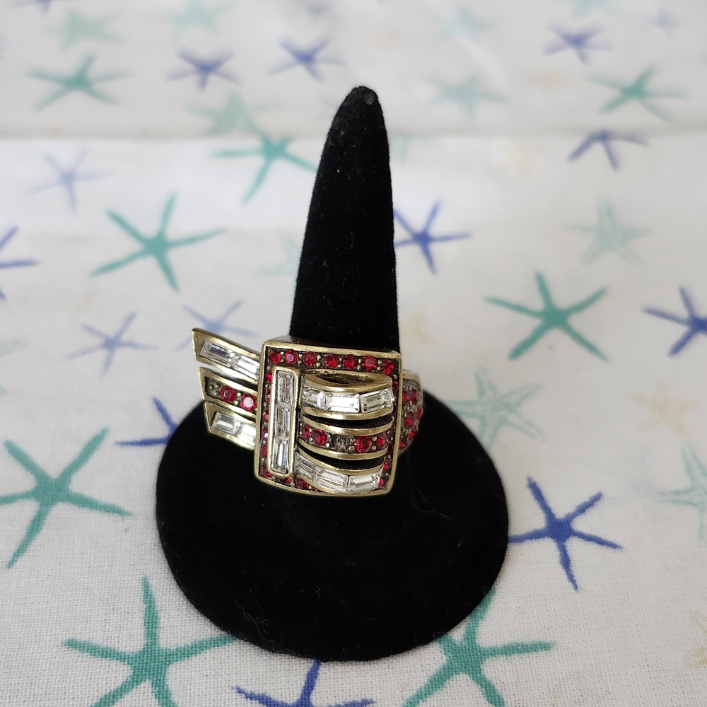 Heidi Daus Gold and Red Statement Ring